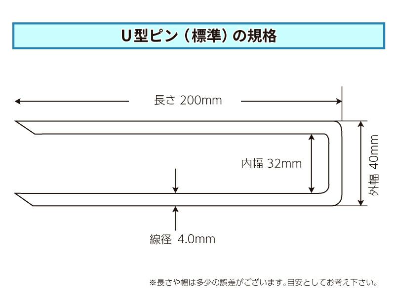 防草シート専用 「U型ピン(標準)」 径4mm×長さ200mm (100本入)
