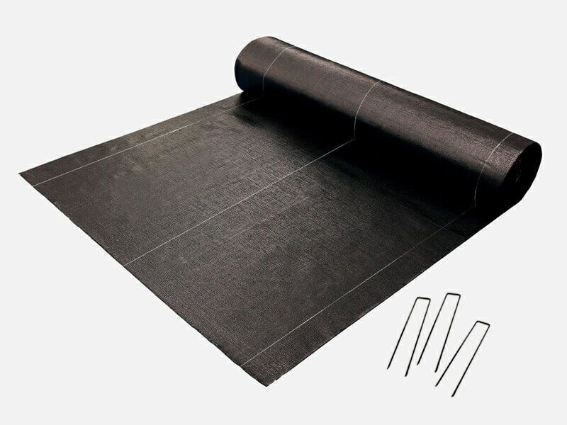 防草シート「大面積専用草なしシート1m×50m」に固定ピンがついたセット品