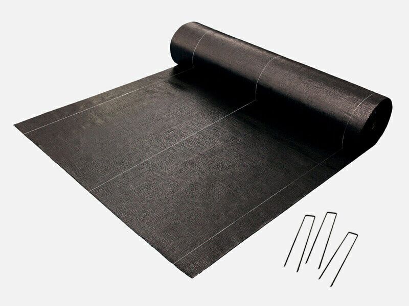 防草シート「大面積専用草なしシート1m×100m」に固定ピンがついたセット品