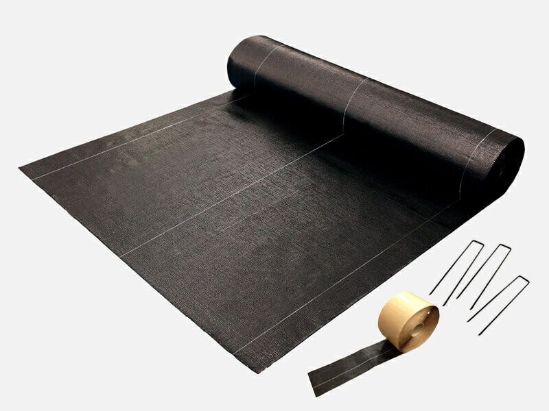 防草シート「大面積専用草なしシート1m×50m」にピンとテープがついたセット品